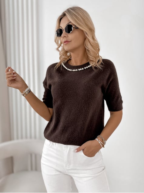 SWETER TYMRIS CZEKOLADOWY