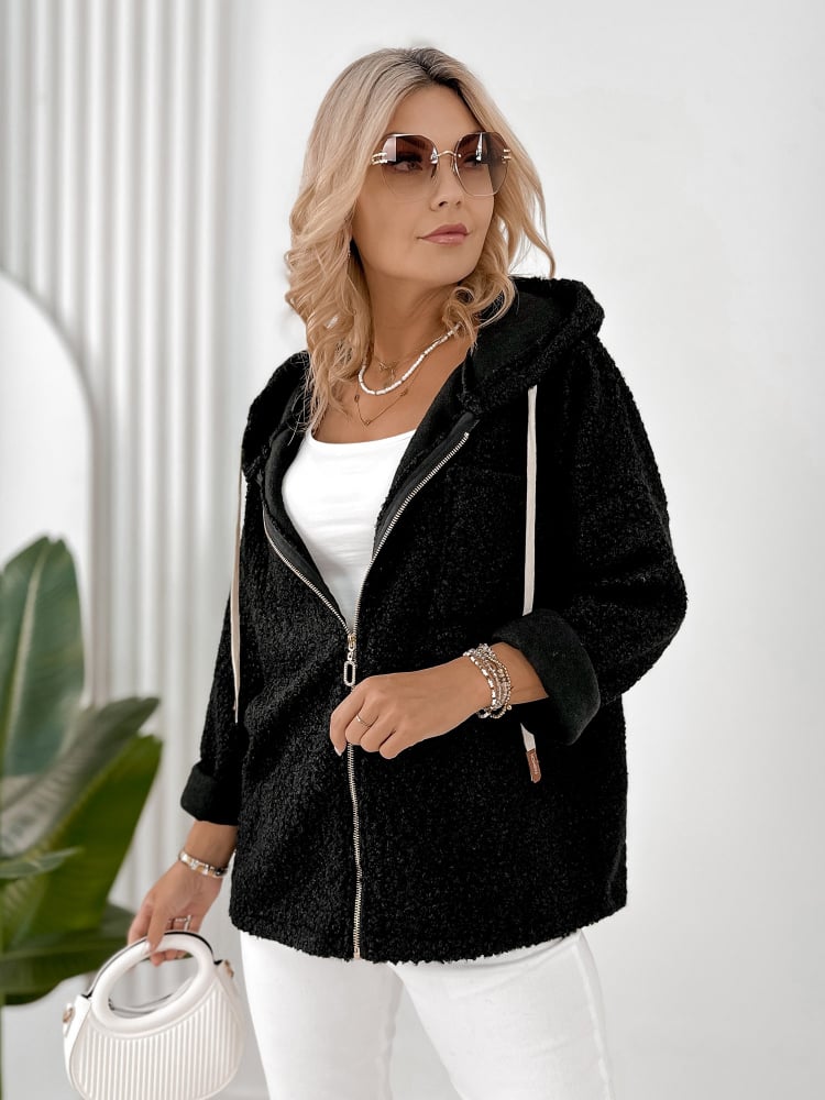 KURTKA BOUCLE ROOD CZARNA