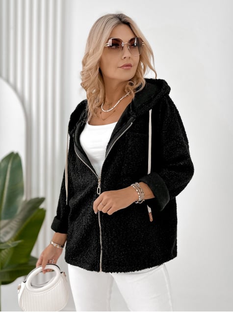 KURTKA BOUCLE ROOD CZARNA