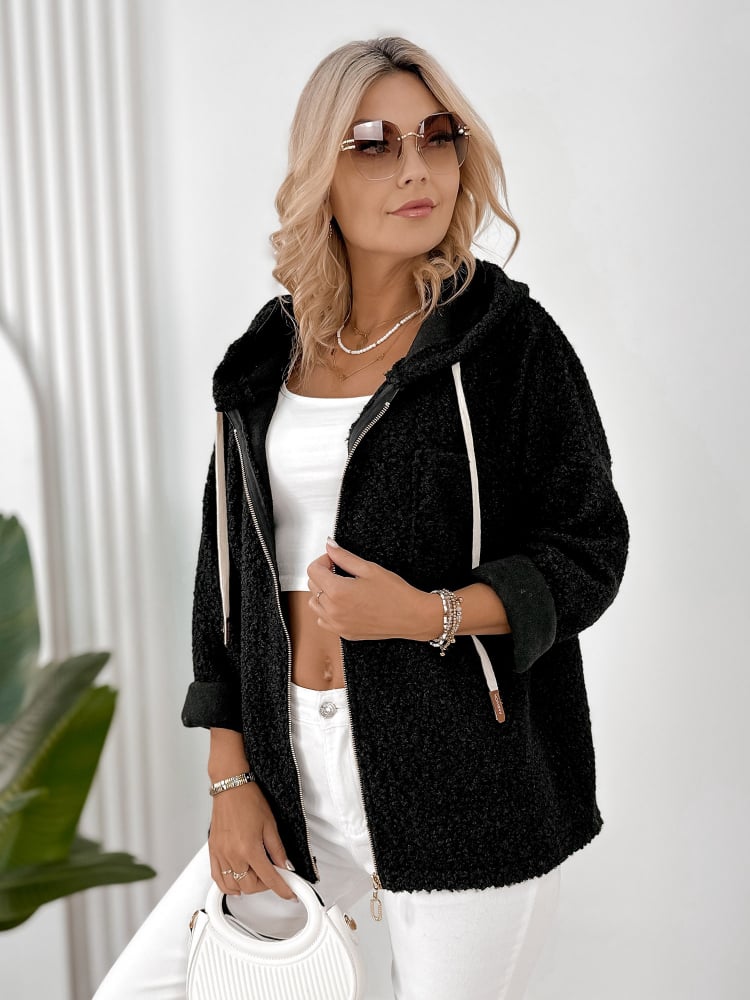 KURTKA BOUCLE ROOD CZARNA