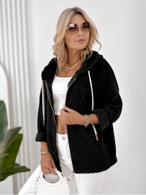 KURTKA BOUCLE ROOD CZARNA