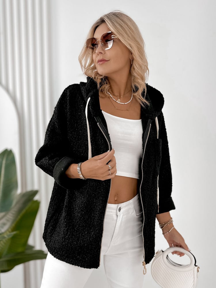 KURTKA BOUCLE ROOD CZARNA