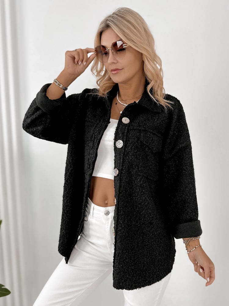 KURTKA BOUCLE TRISTAN CZARNA