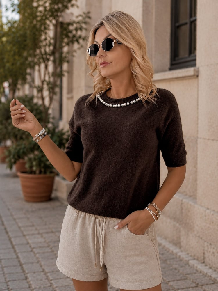 SWETER TYMRIS CZEKOLADOWY