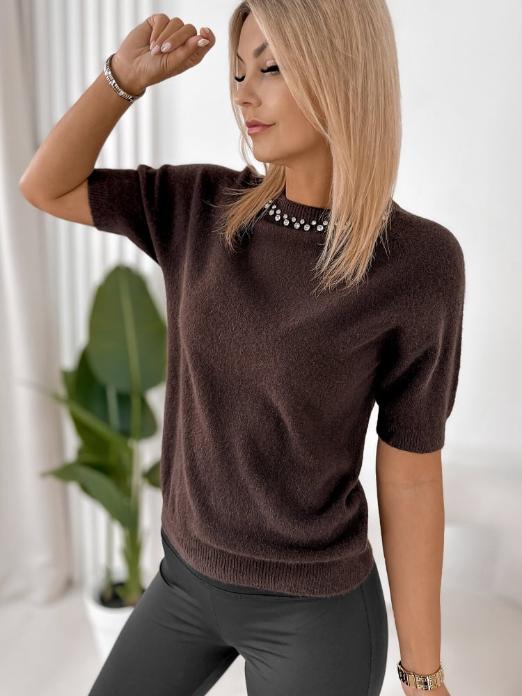 SWETER ARUNIS CZEKOLADOWY