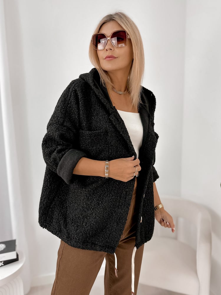 KURTKA BOUCLE ALASAR CZARNA