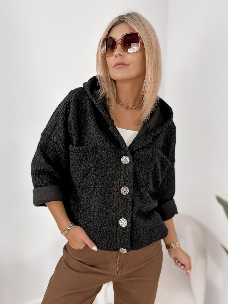 KURTKA BOUCLE ALASAR CZARNA