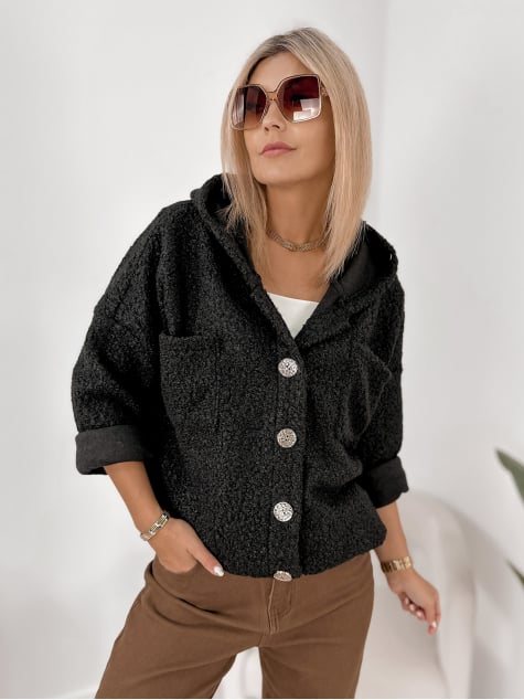 KURTKA BOUCLE ALASAR CZARNA