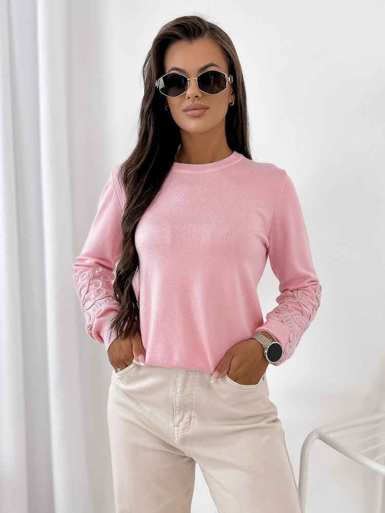 SWETER CAMBER JASNORÓŻOWY