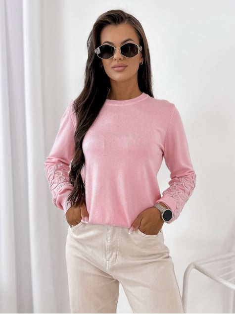 SWETER CAMBER JASNORÓŻOWY