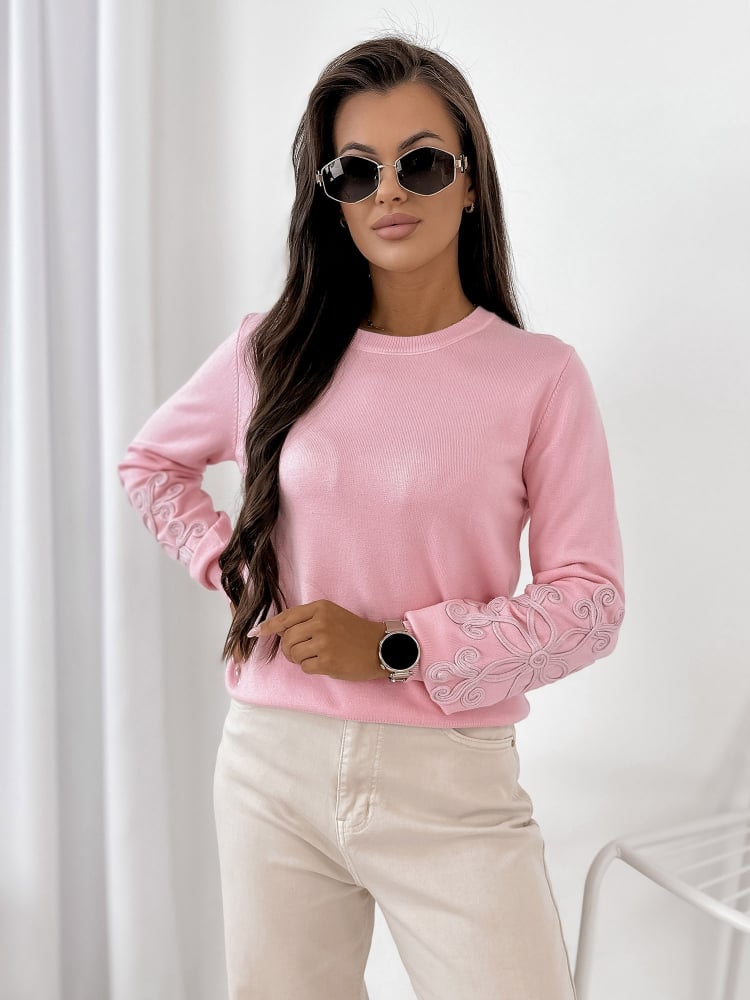 SWETER CAMBER JASNORÓŻOWY