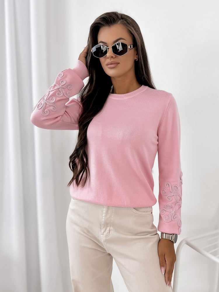 SWETER CAMBER JASNORÓŻOWY