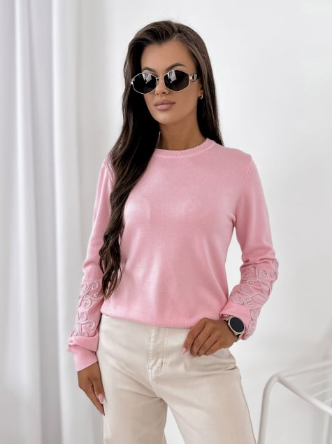 SWETER CAMBER JASNORÓŻOWY