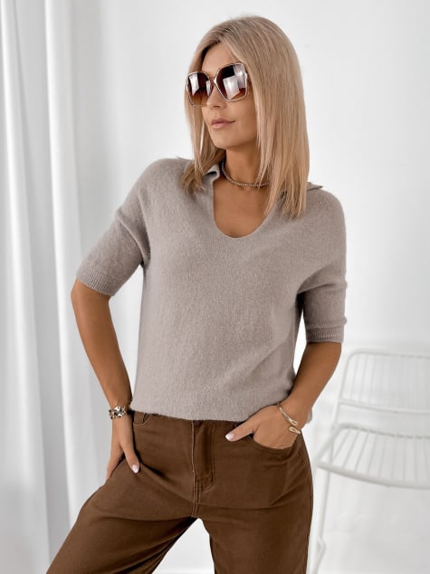 SWETER CONEL CIEMNOBEŻOWY