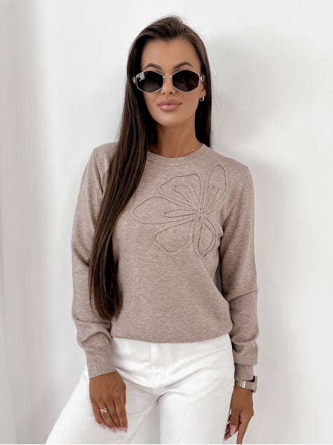 SWETER JORAM CIEMNOBEŻOWY