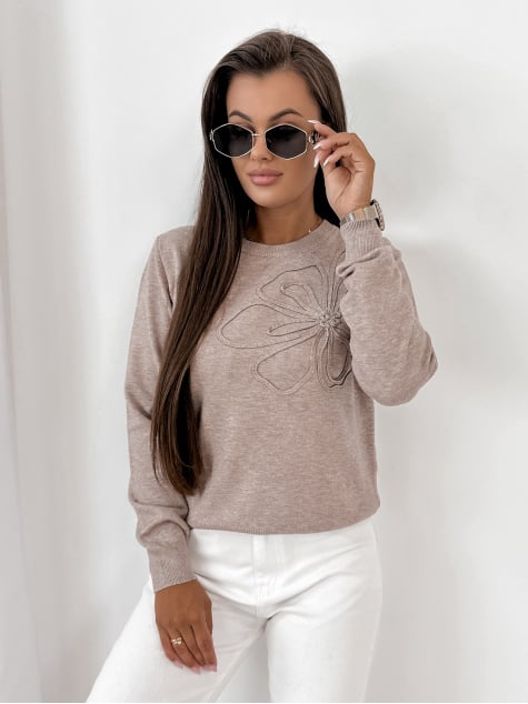 SWETER JORAM CIEMNOBEŻOWY