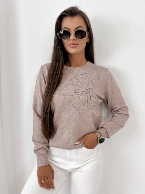 SWETER JORAM CIEMNOBEŻOWY