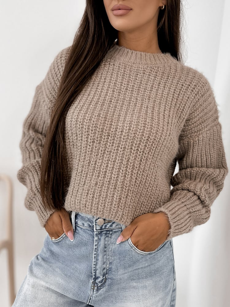 SWETER LIATHE CIEMNOBEŻOWY