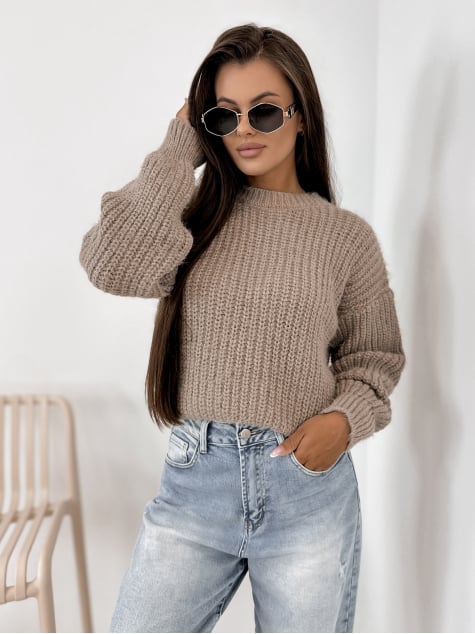 SWETER LIATHE CIEMNOBEŻOWY