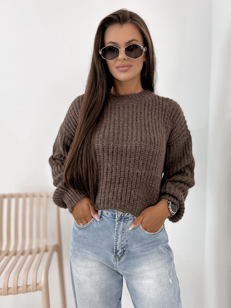 SWETER LIATHE BRĄZOWY