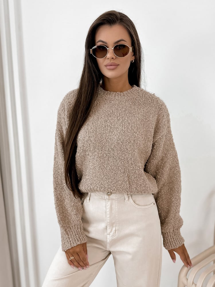 SWETER SEYONE CIEMNOBEŻOWY