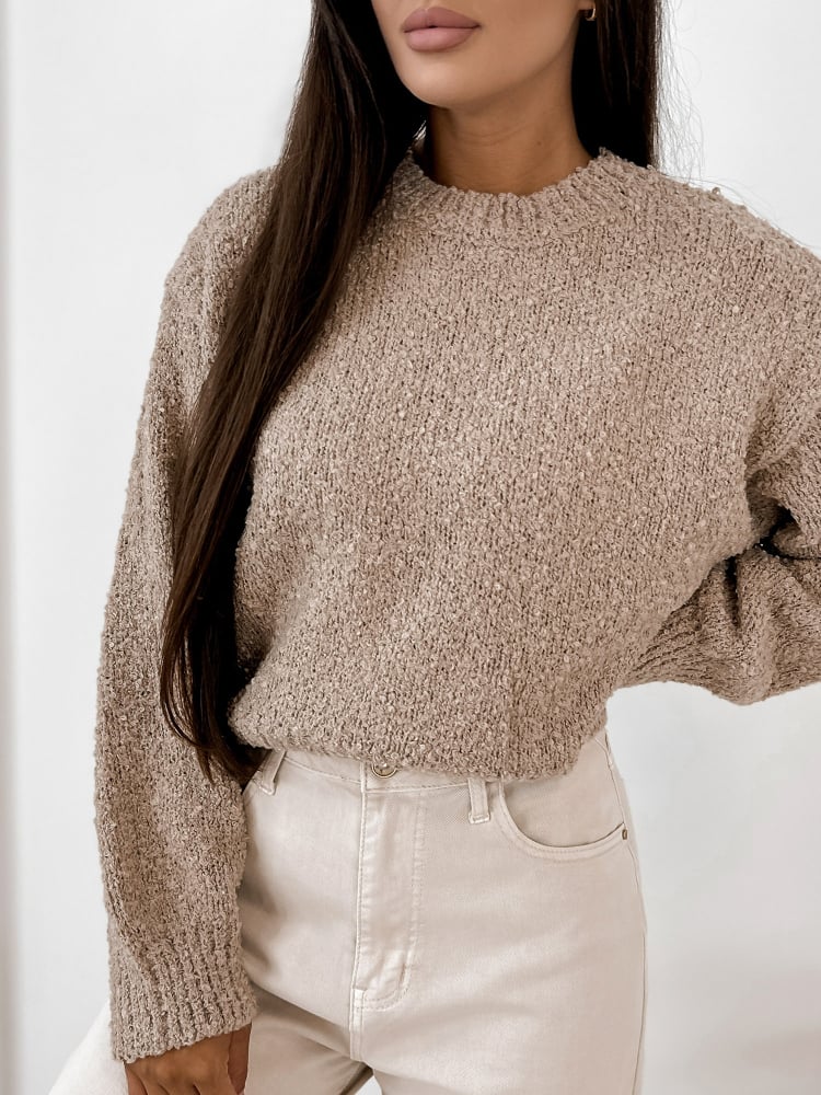 SWETER SEYONE CIEMNOBEŻOWY