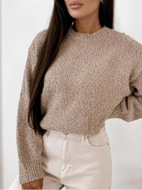 SWETER SEYONE CIEMNOBEŻOWY