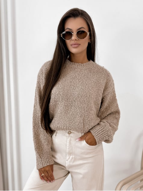SWETER SEYONE CIEMNOBEŻOWY