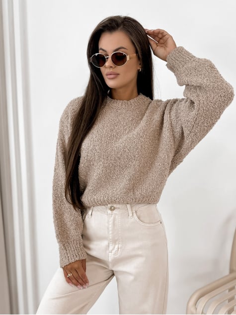 SWETER SEYONE CIEMNOBEŻOWY