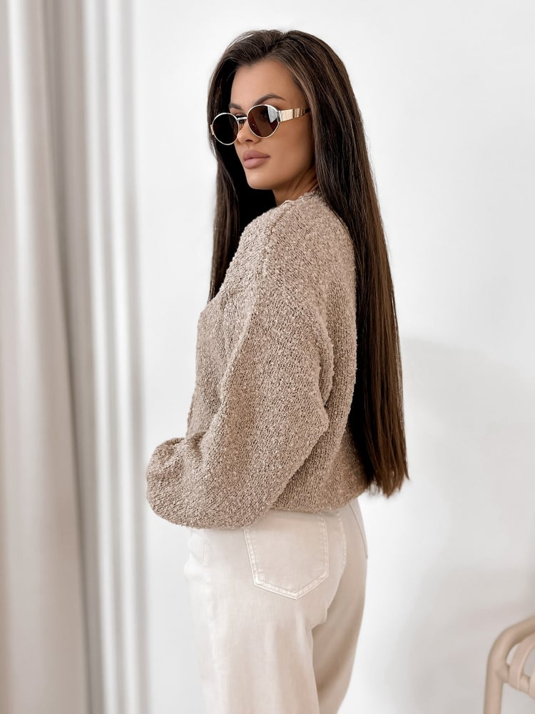 SWETER SEYONE CIEMNOBEŻOWY