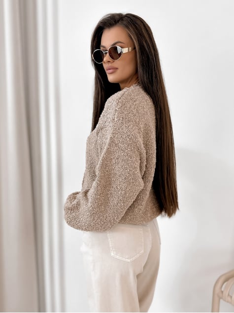 SWETER SEYONE CIEMNOBEŻOWY