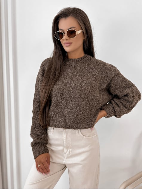 SWETER SEYONE BRĄZOWY