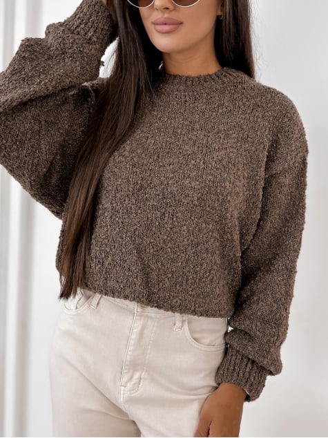 SWETER SEYONE BRĄZOWY
