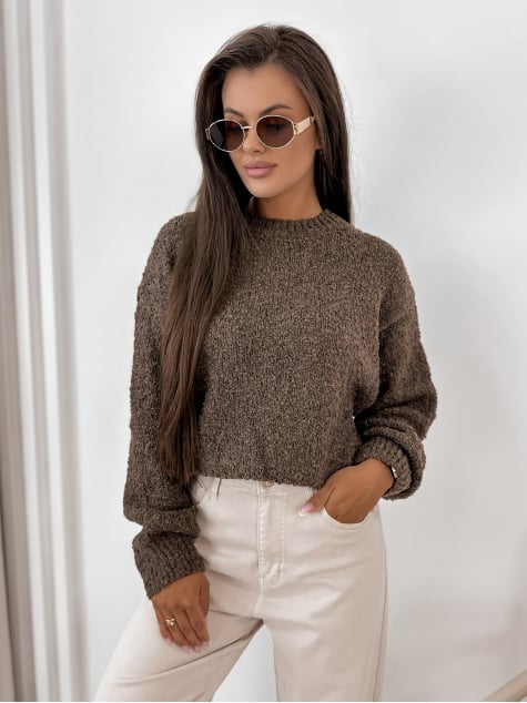 SWETER SEYONE BRĄZOWY