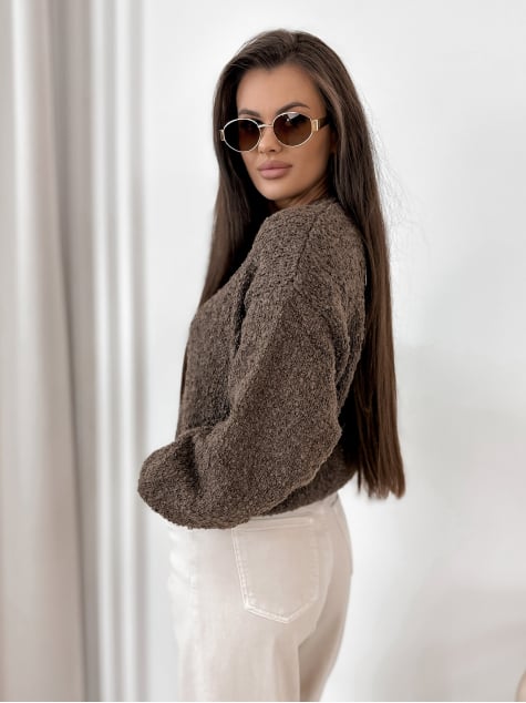 SWETER SEYONE BRĄZOWY