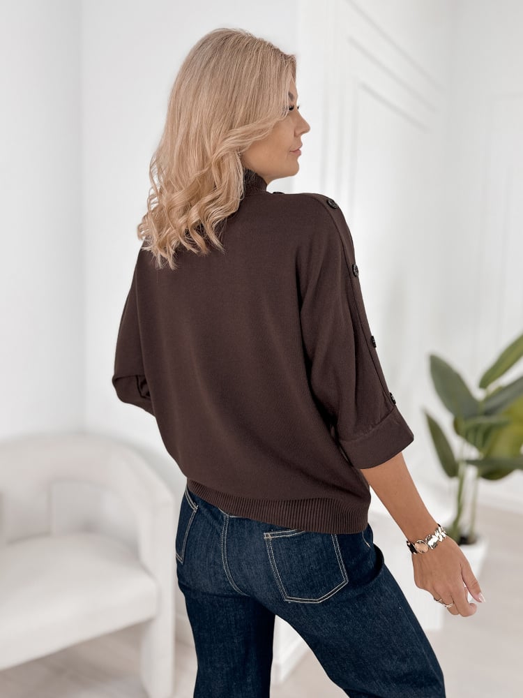 SWETER FINBARE BRĄZOWY
