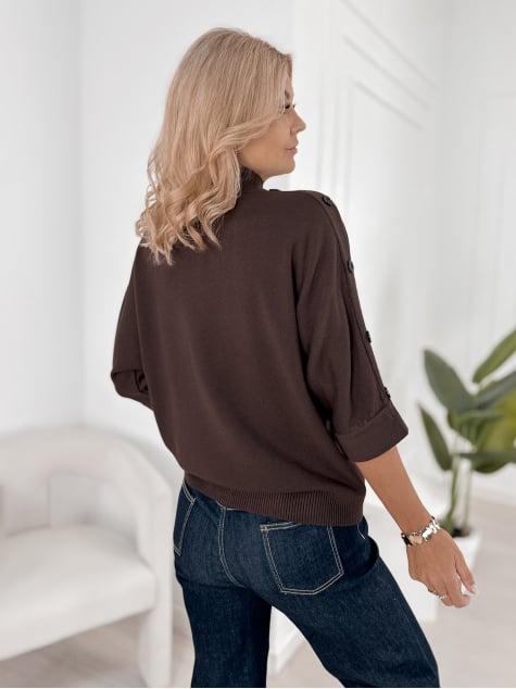 SWETER FINBARE BRĄZOWY