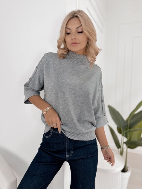 SWETER FINBARE SZARY