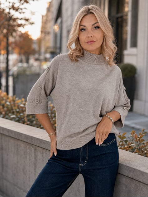 SWETER FINBARE CIEMNOBEŻOWY