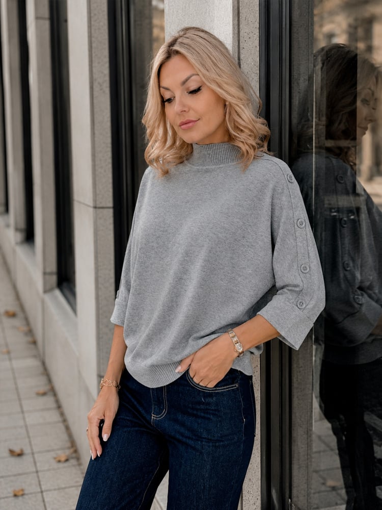 SWETER FINBARE SZARY
