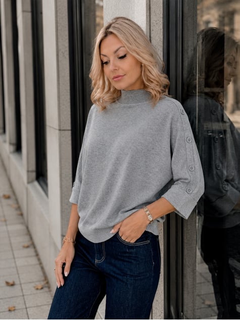 SWETER FINBARE SZARY