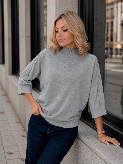 SWETER FINBARE SZARY
