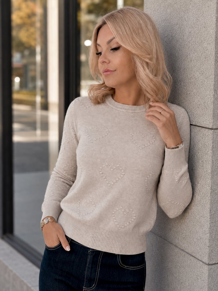 SWETER EZARIAN CIEMNOBEŻOWY
