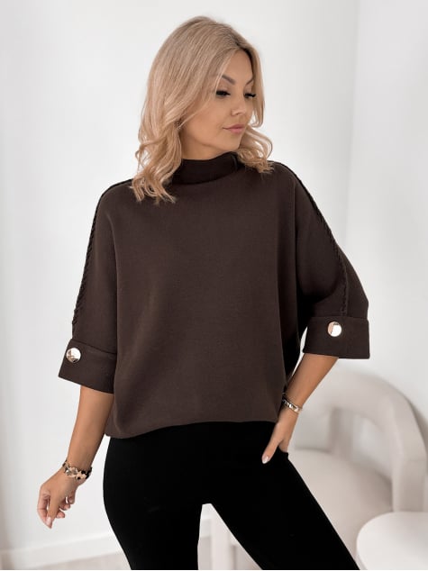SWETER EMOON CIEMNOBRĄZOWY