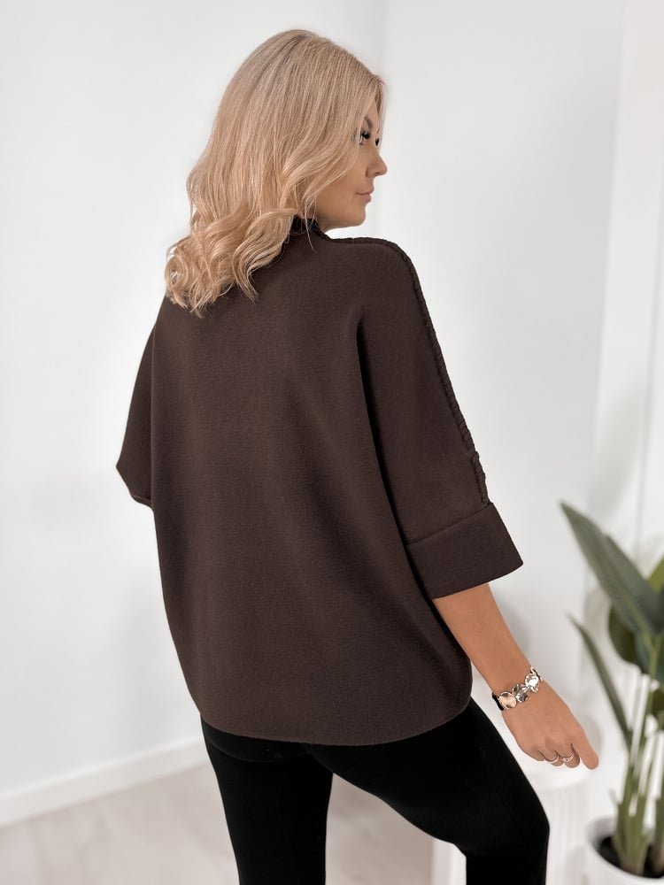 SWETER EMOON CIEMNOBRĄZOWY
