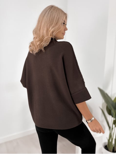 SWETER EMOON CIEMNOBRĄZOWY