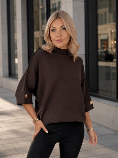SWETER EMOON CIEMNOBRĄZOWY