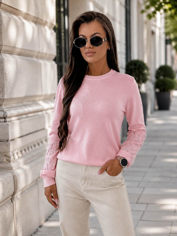 SWETER CAMBER JASNORÓŻOWY