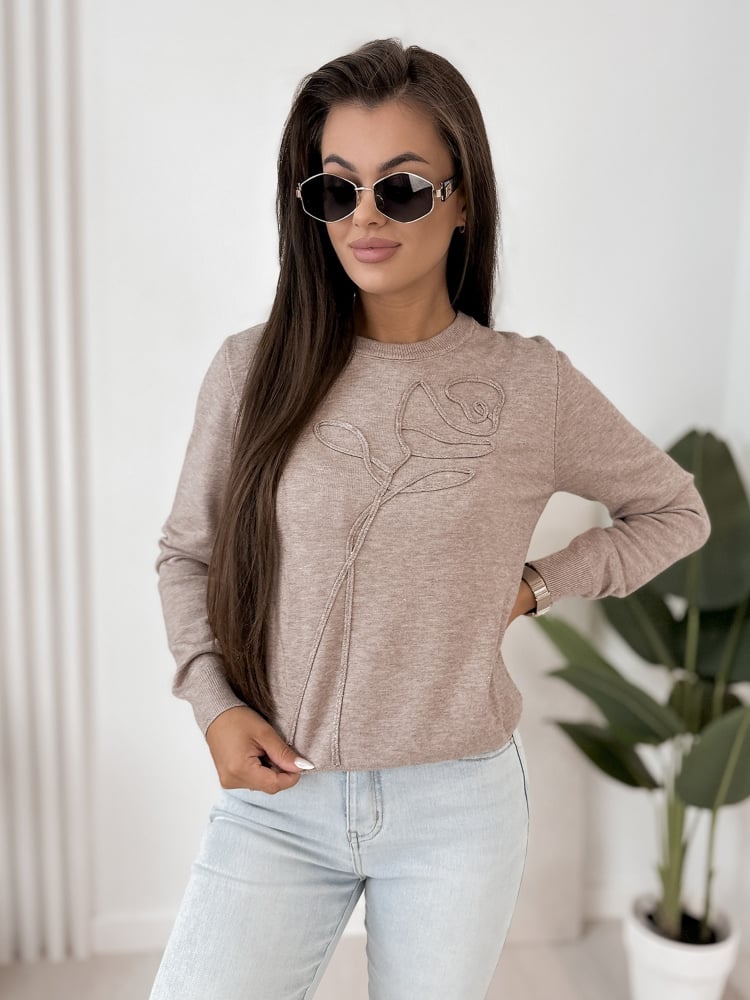 SWETER BRAVOS CIEMNOBEŻOWY