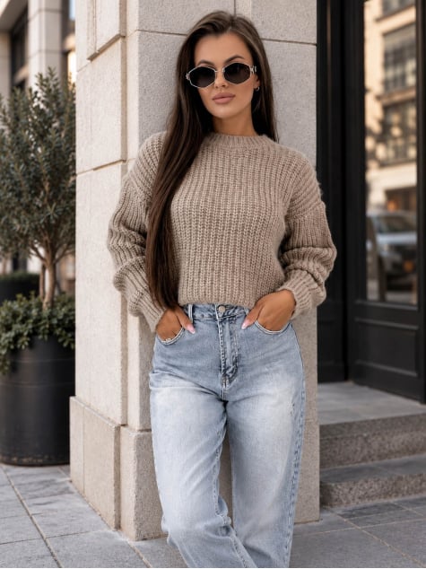 SWETER LIATHE CIEMNOBEŻOWY